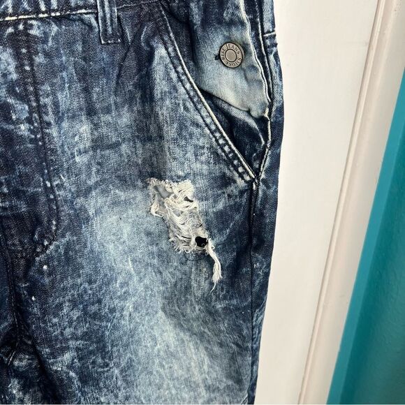 Smoke Rise Jeans Shortalls Overall Shorts Distressed Blue Denim Womens - Picture 3 of 10